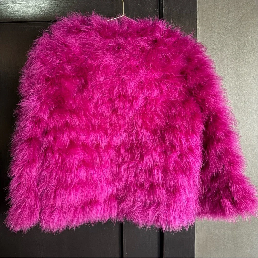 Fuchsia Feather Statement Jacket | Size 10 - Picture 3 of 9